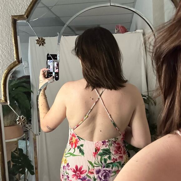 Privacy please Floral Halter Open Back Maxi Dress Pink - Picture 3 of 4